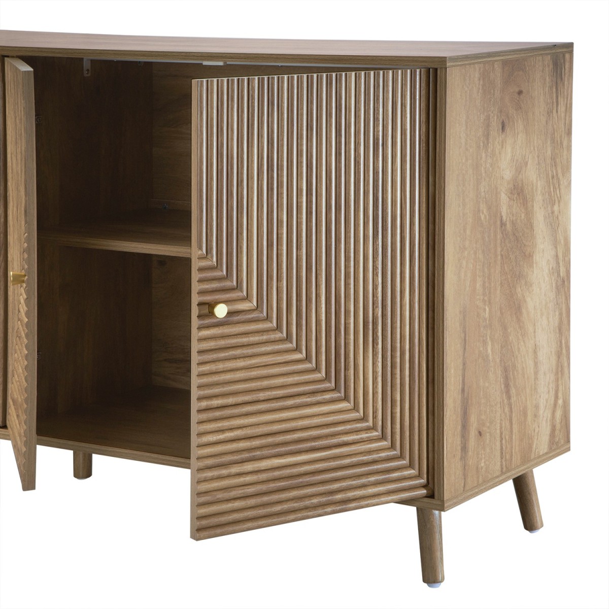 Buffet 4 portes façades lamellées EDEN bois clair, CALICOSY