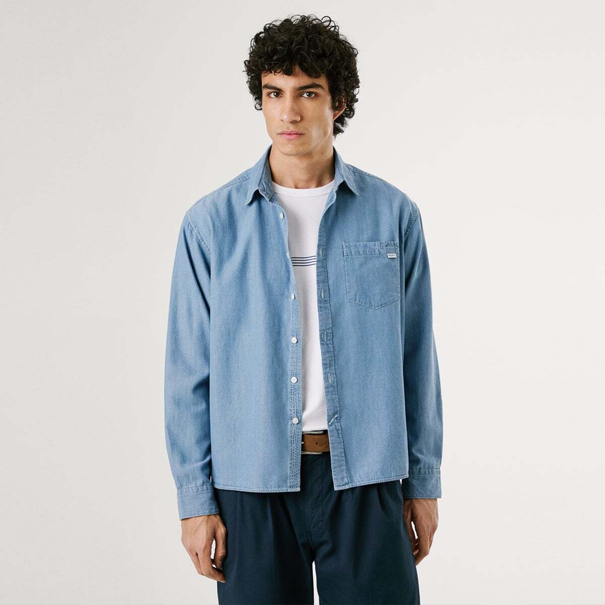 Chemise À Coupe Décontractée En Denim bleu indigo clair, PEPE JEANS