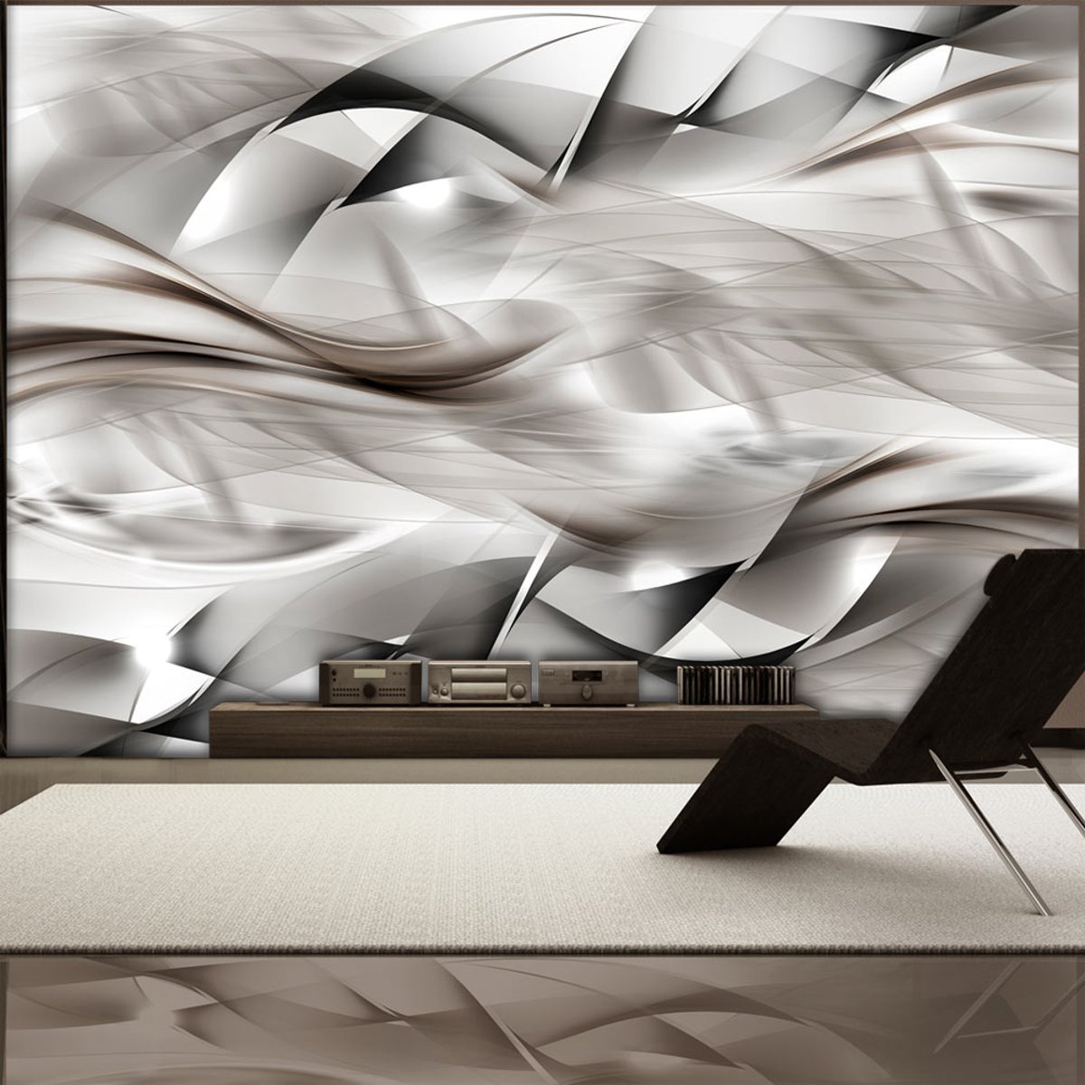 Papier peint intissé panoramique Abstractions Abstract braid blanc, EDEN