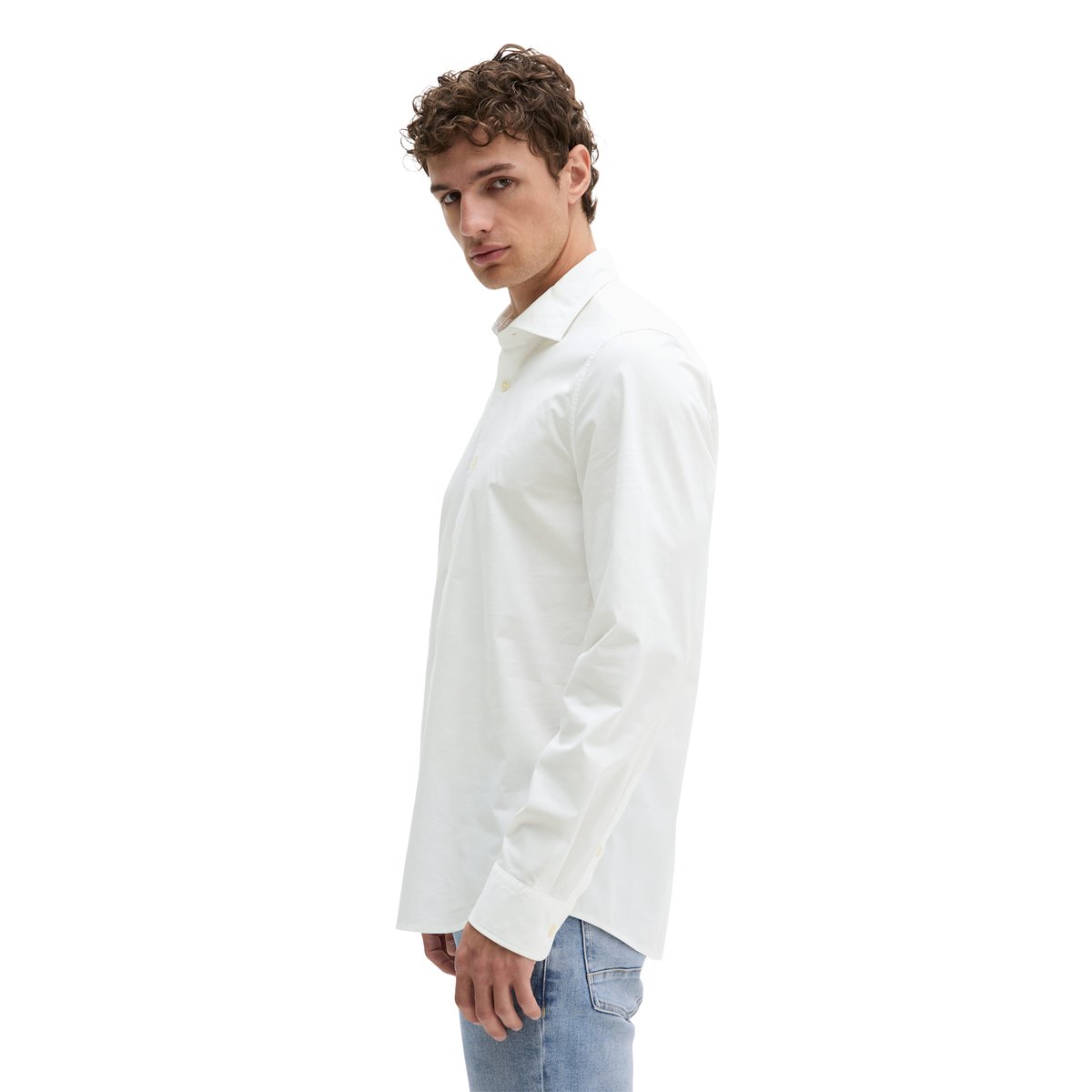 Chemise shaped en popeline stretch blanc, MARC O'POLO