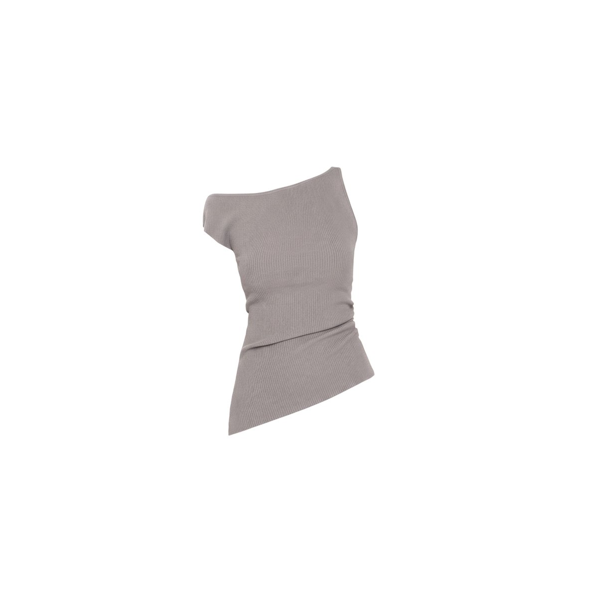Top en maille asymétrique avec fronce latérale gris, THE-ARE