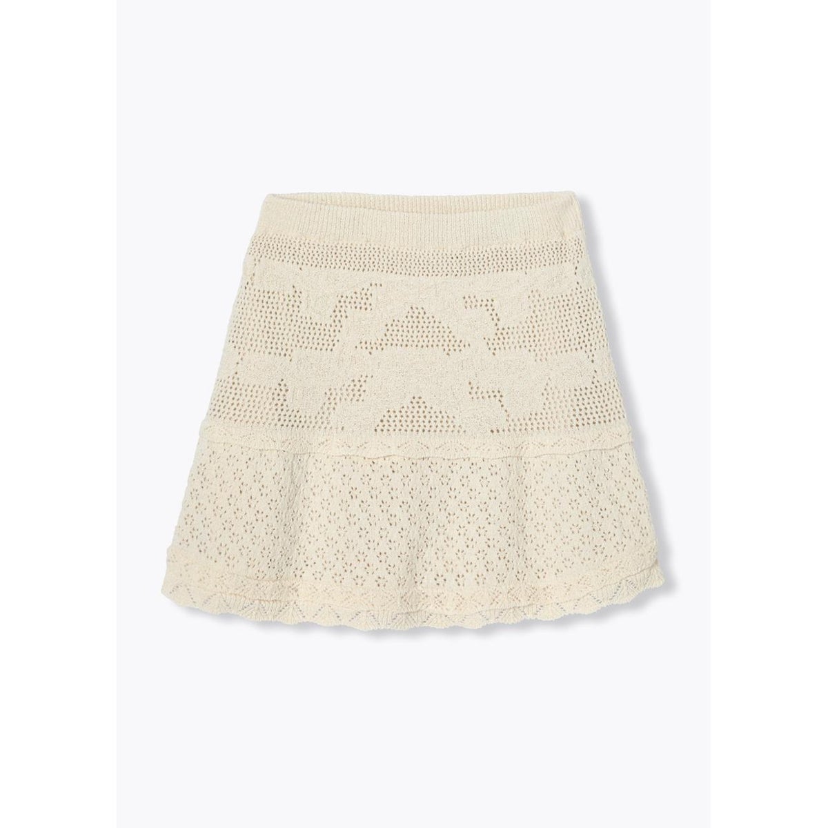 Jupe courte en maille ajourée ecru, PROMOD