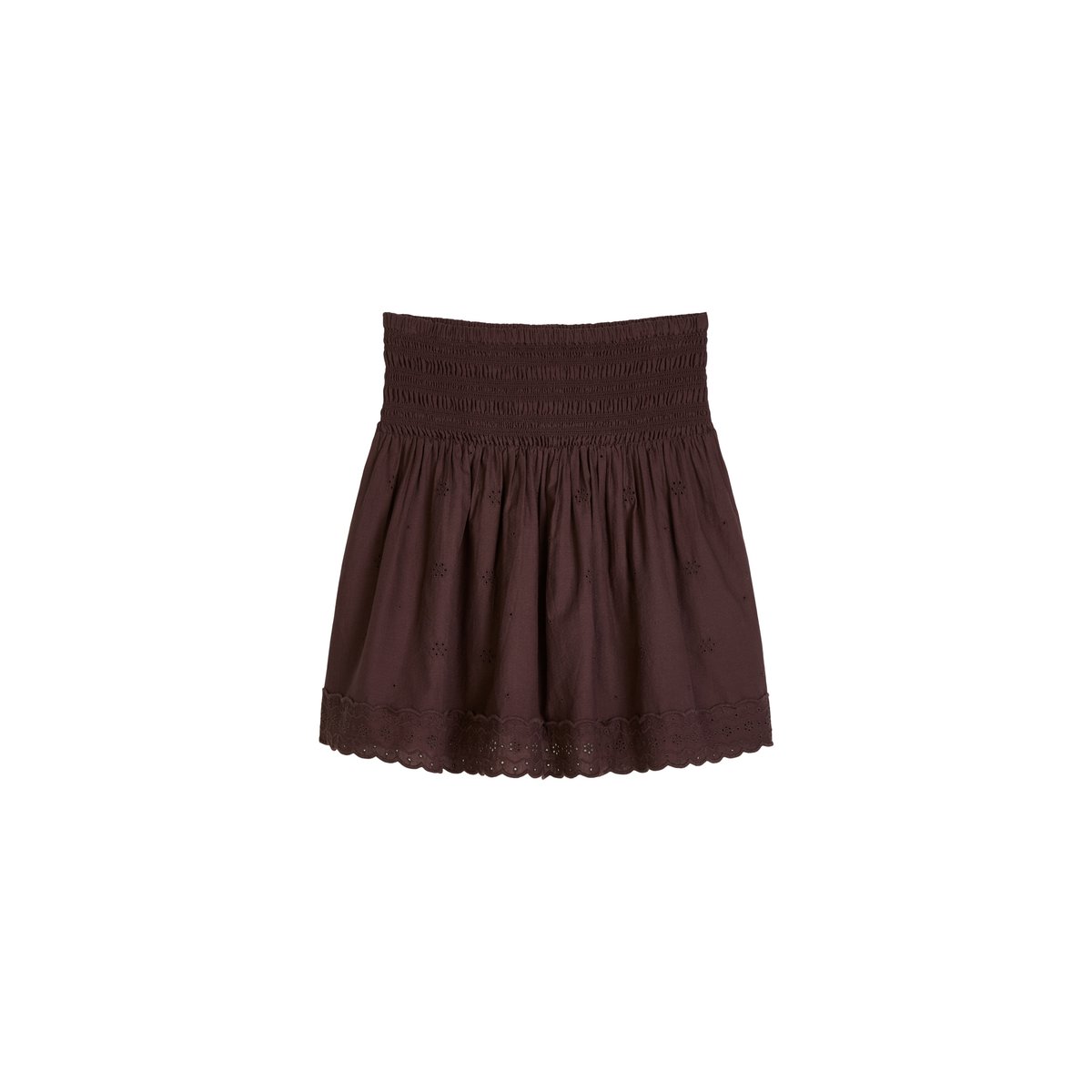 Broderie-Anglaise-Mini jupe évasée en pur coton bio dunkelrot, MARC O’POLO DENIM