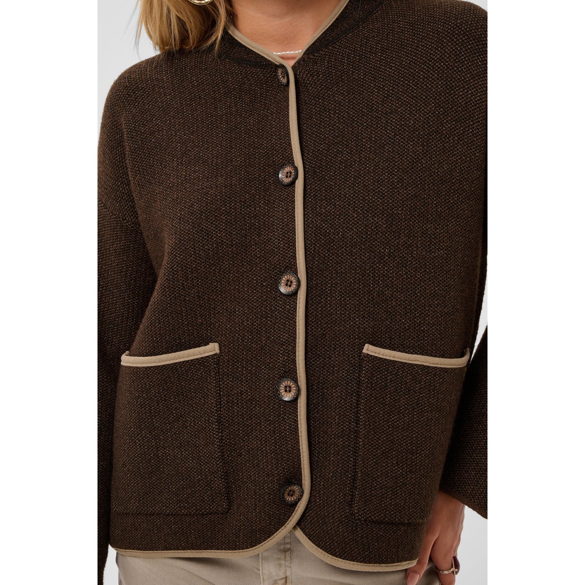 Veste marron java melange, CREAM