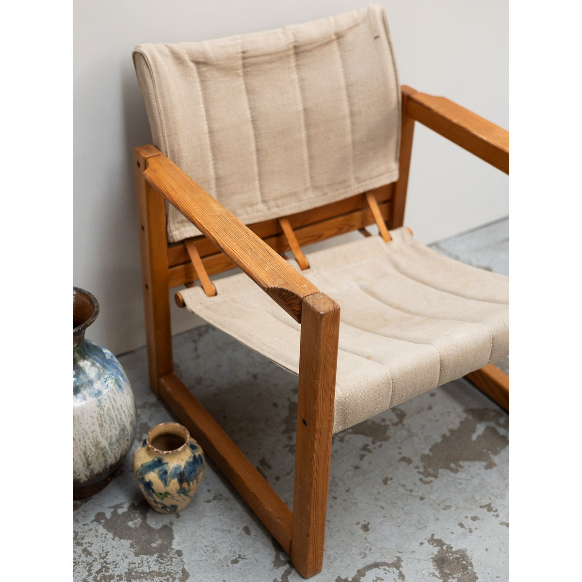 Fauteuil safari Ernest N°1637 - Bon état bois clair, DEBONGOUT