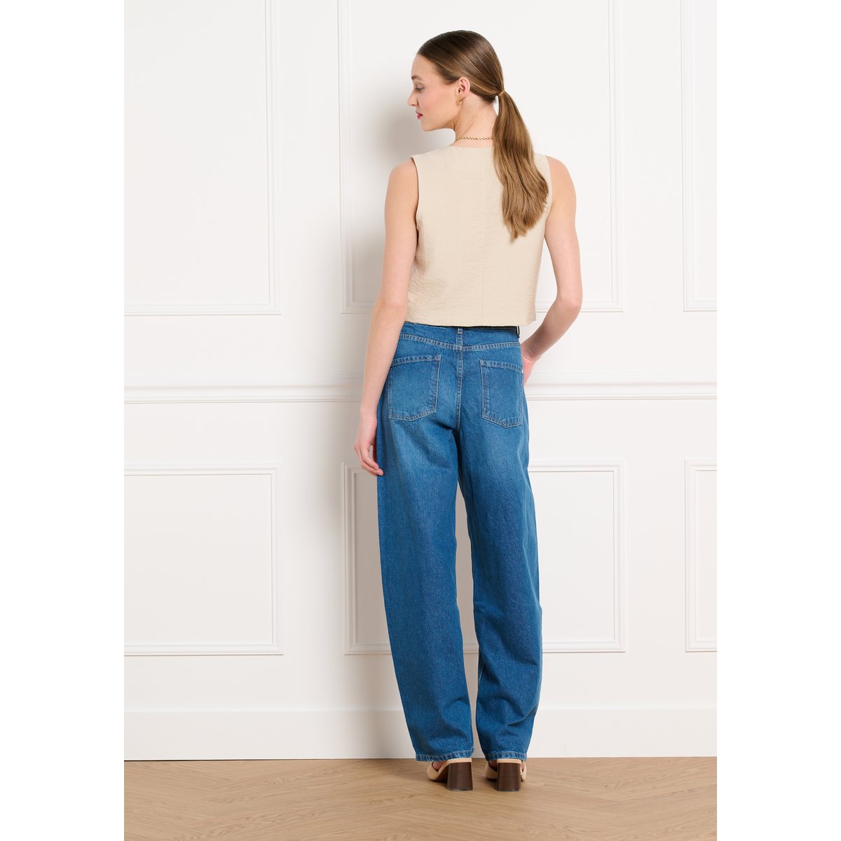 Jean large taille haute medium blue, LOLALIZA