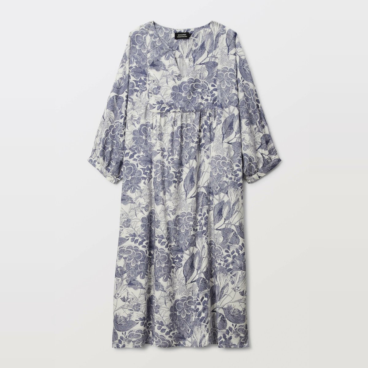 Chemise de nuit imprimée à manches courtes winter white, MONOPRIX