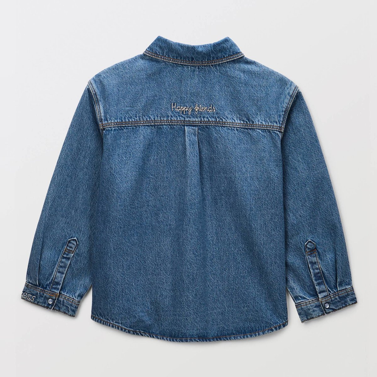 Chemise en jean avec détails de broderies light blue stone, MONOPRIX