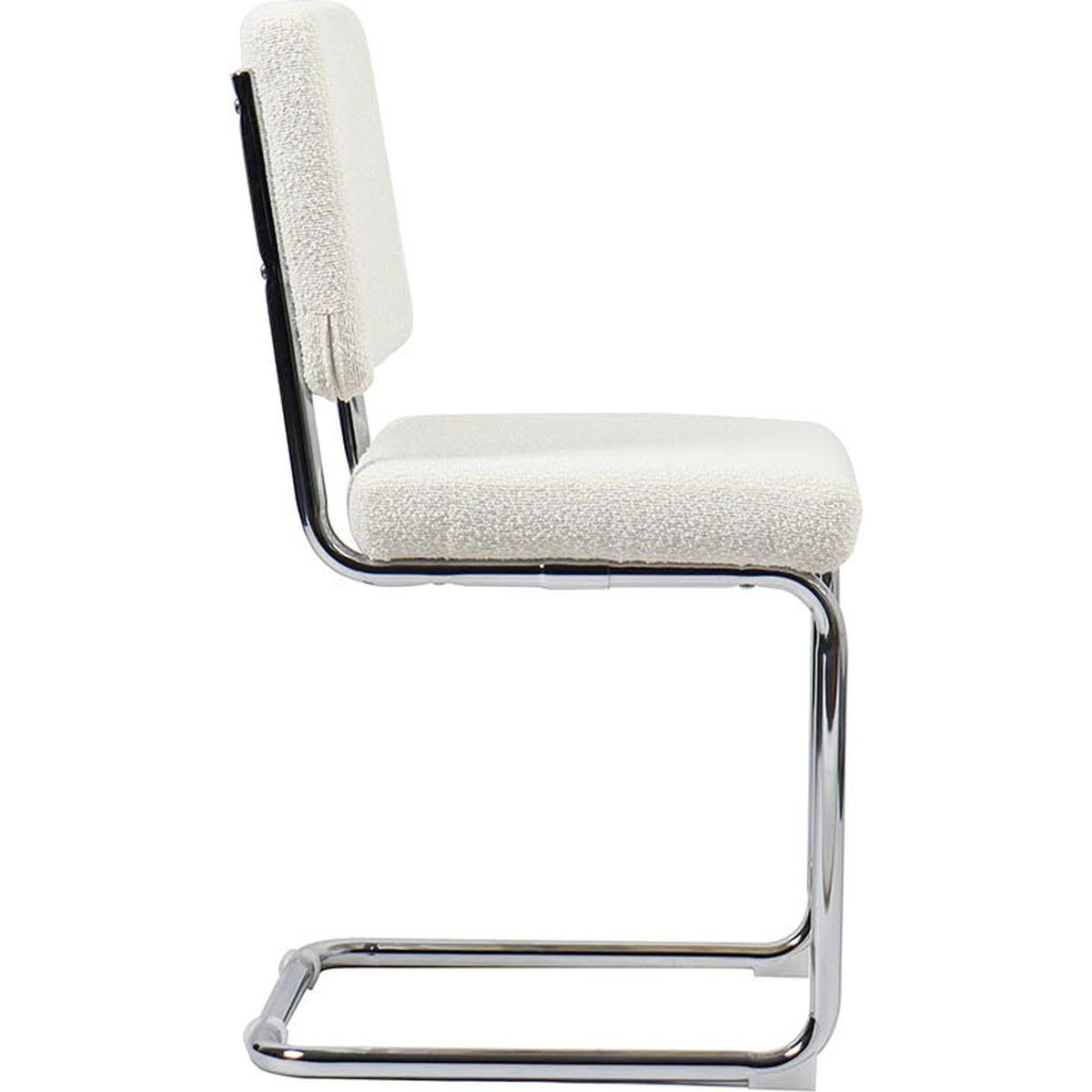 Lot de 2 chaises en tissu bouclé et métal chromé - DULCE ecru, HOMIFAB