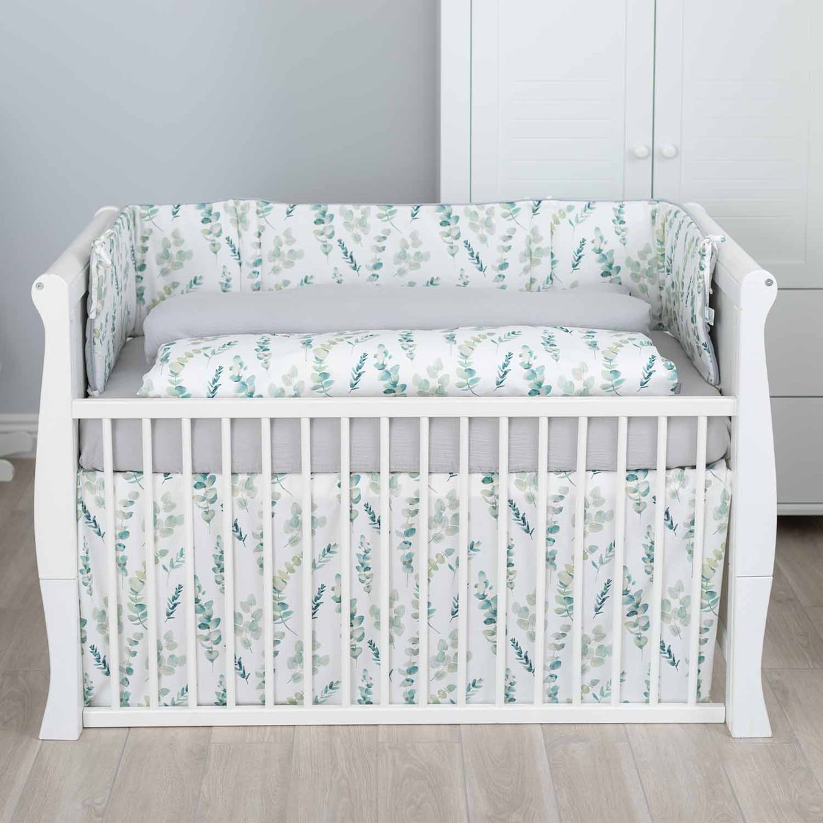 Parure de lit réversible en gaze de coton EUCALYPTUS eucalyptus, vert, gris, SEVIRA KIDS
