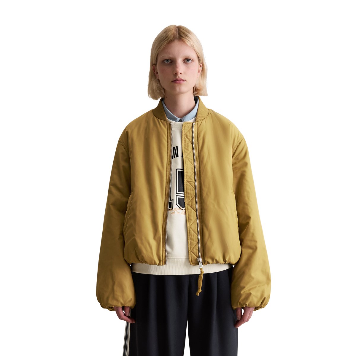 Blouson style aviateur relaxed cropped en polyester recyclé beige, MARC O’POLO DENIM