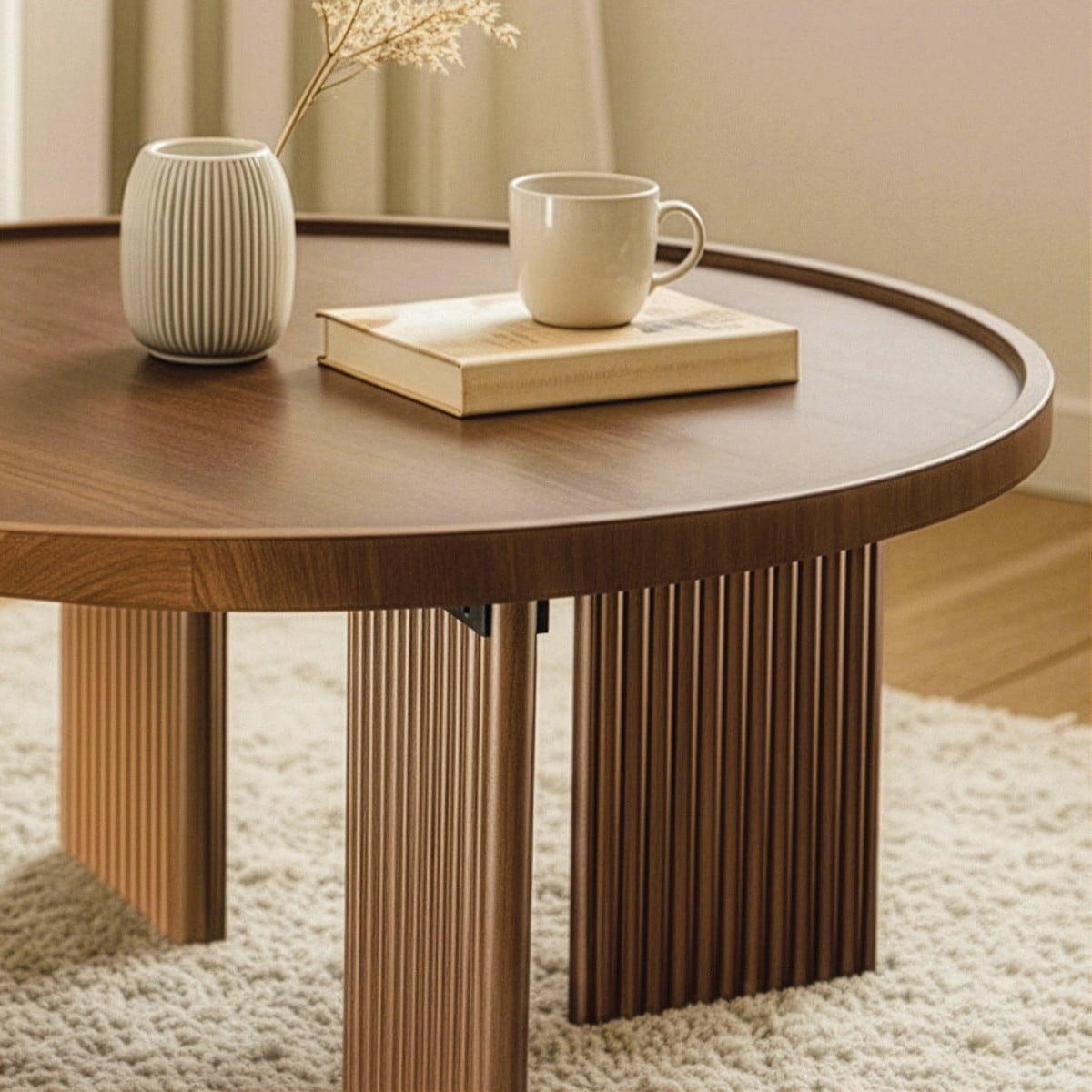 Table basse ronde decor noyer NAIA bois foncé, CALICOSY