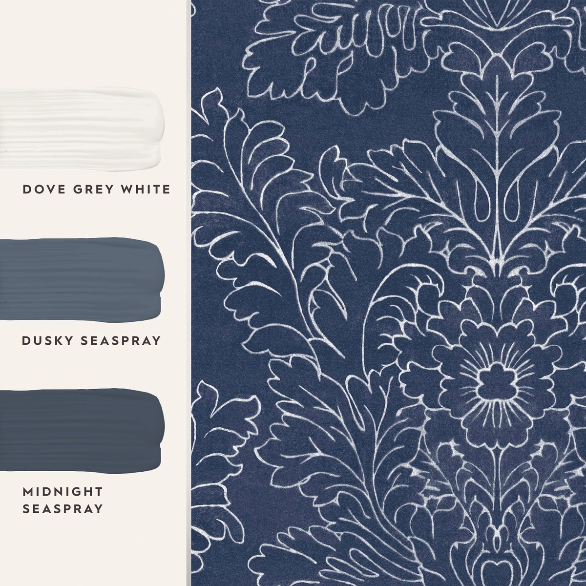 Papier peint Ornement Silchester Seaspray bleu, LAURA ASHLEY