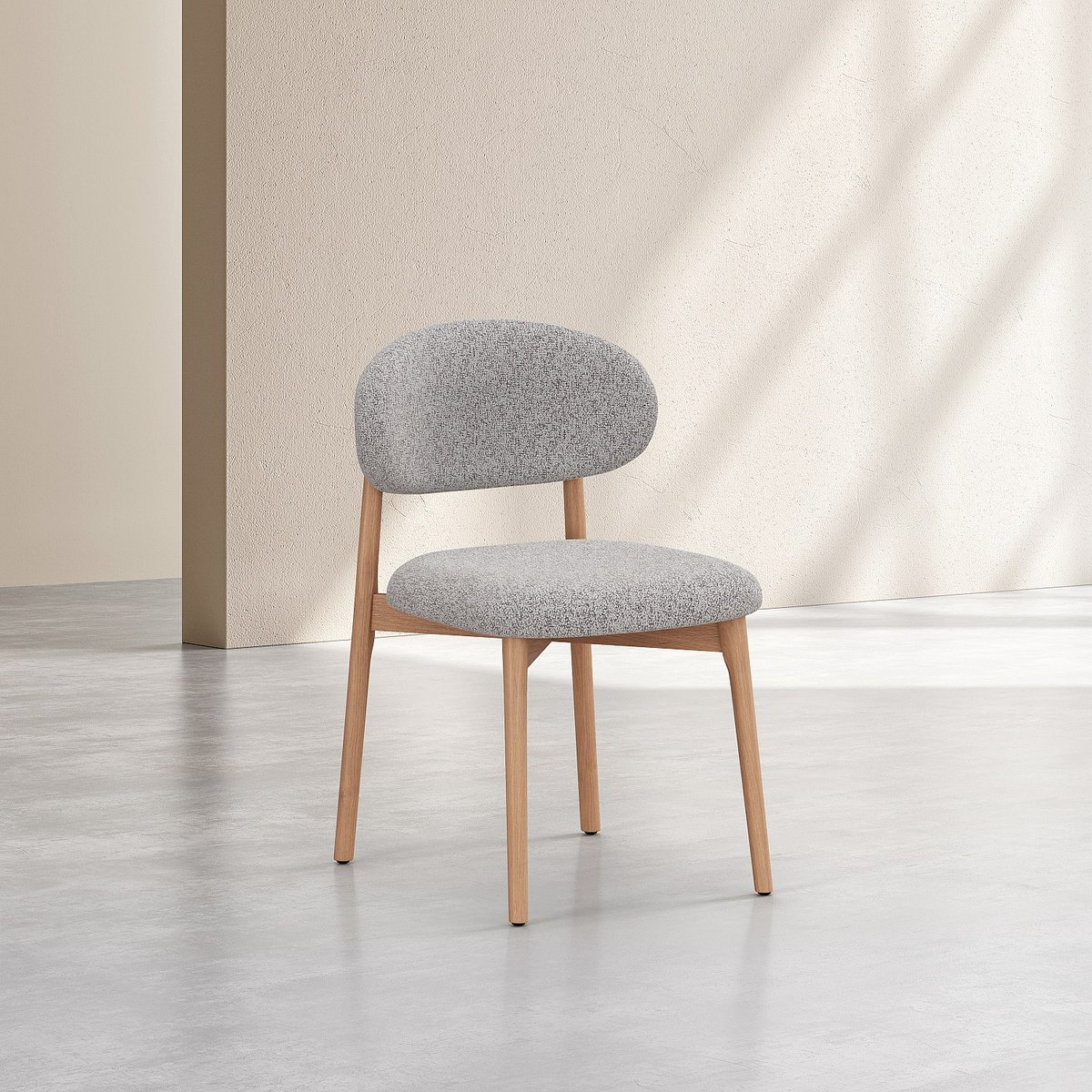 Lot de 2 chaises en tissu texturé et chêne massif SEDINO gris, HABITAT