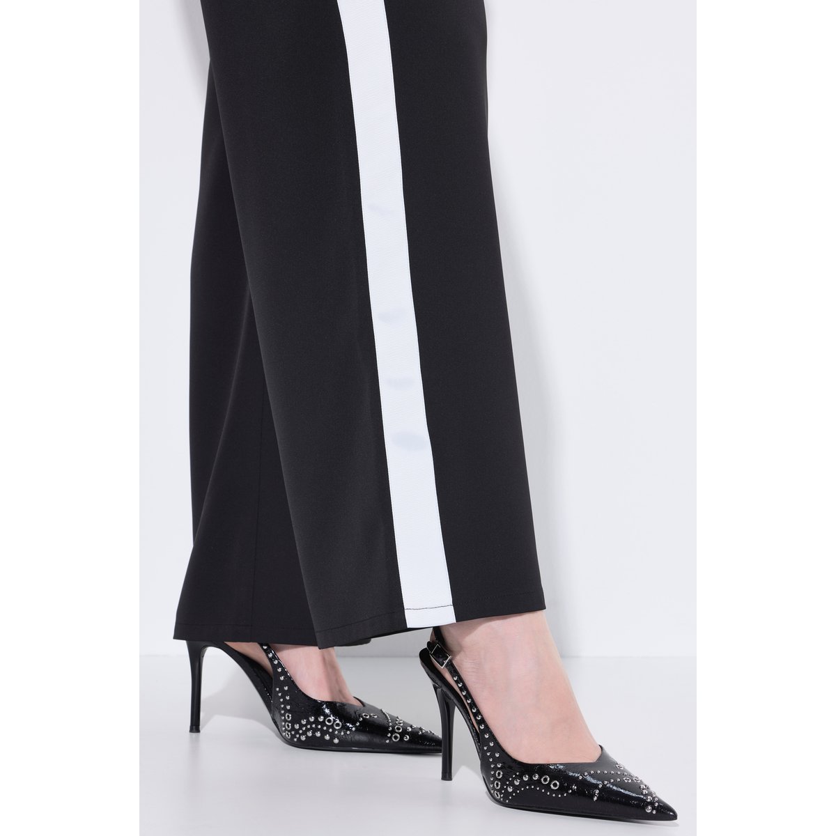Pantalon Rose jambe large et taille noir, ULLA POPKEN