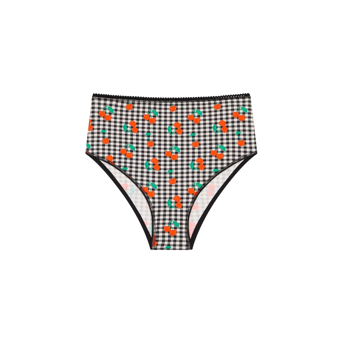 Culotte taille haute imprimée vichy cerise noir, WE ARE JOLIES