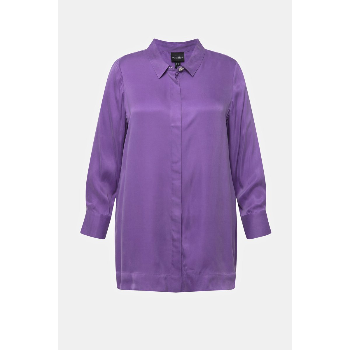 Blouse en Cupro mélangé. Manches longues lilas foncé, ULLA POPKEN