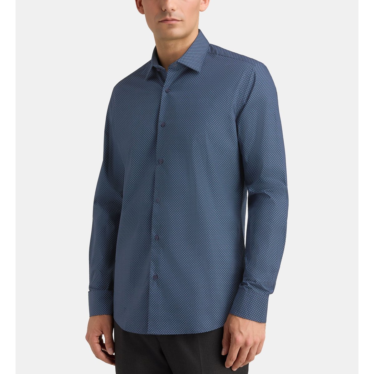 Chemise ajustée mmiro popeline coton bio bleu foncé, GALERIES LAFAYETTE