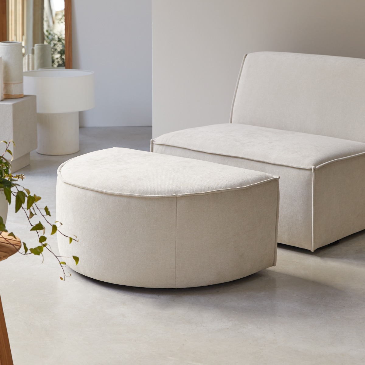 Repose-pied en Tissu, DARIO beige, TIKAMOON