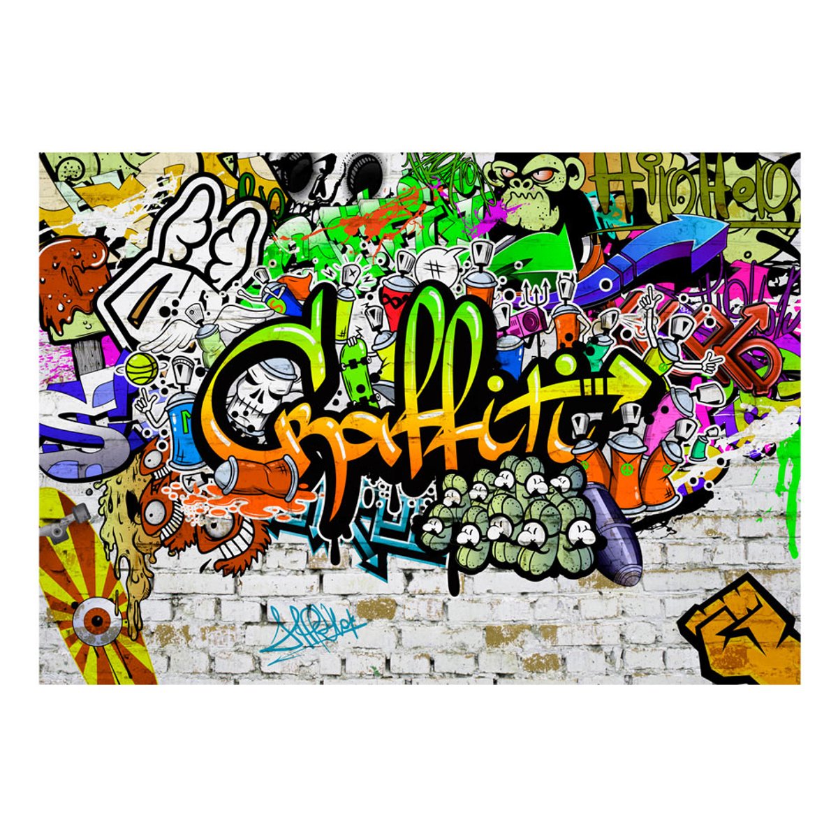 Papier peint intissé panoramique Street art Graffiti on the Wall noir, EDEN