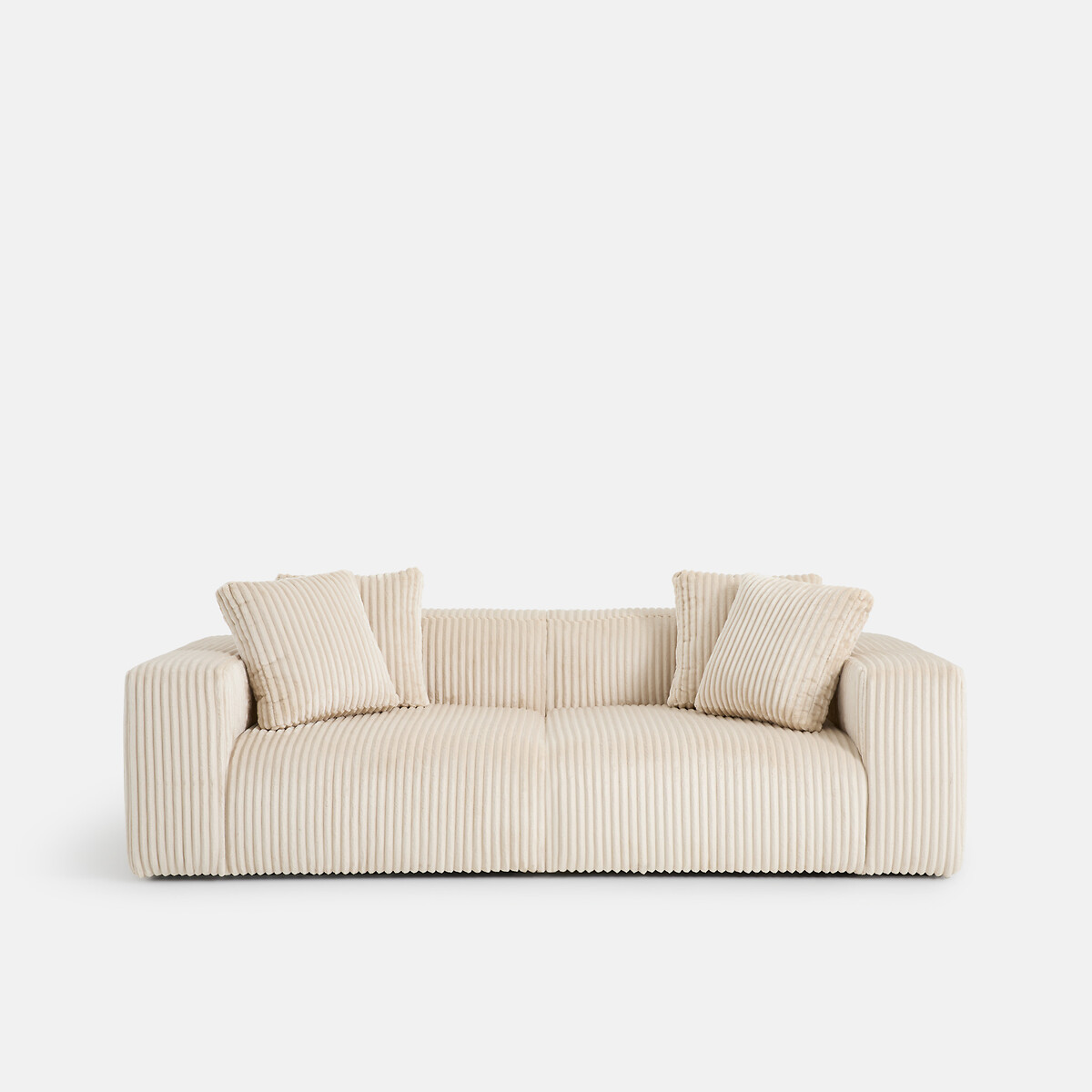 Canapé droit, 3 places, en velours côtelé XL, LIORA ecru, LA REDOUTE INTERIEURS