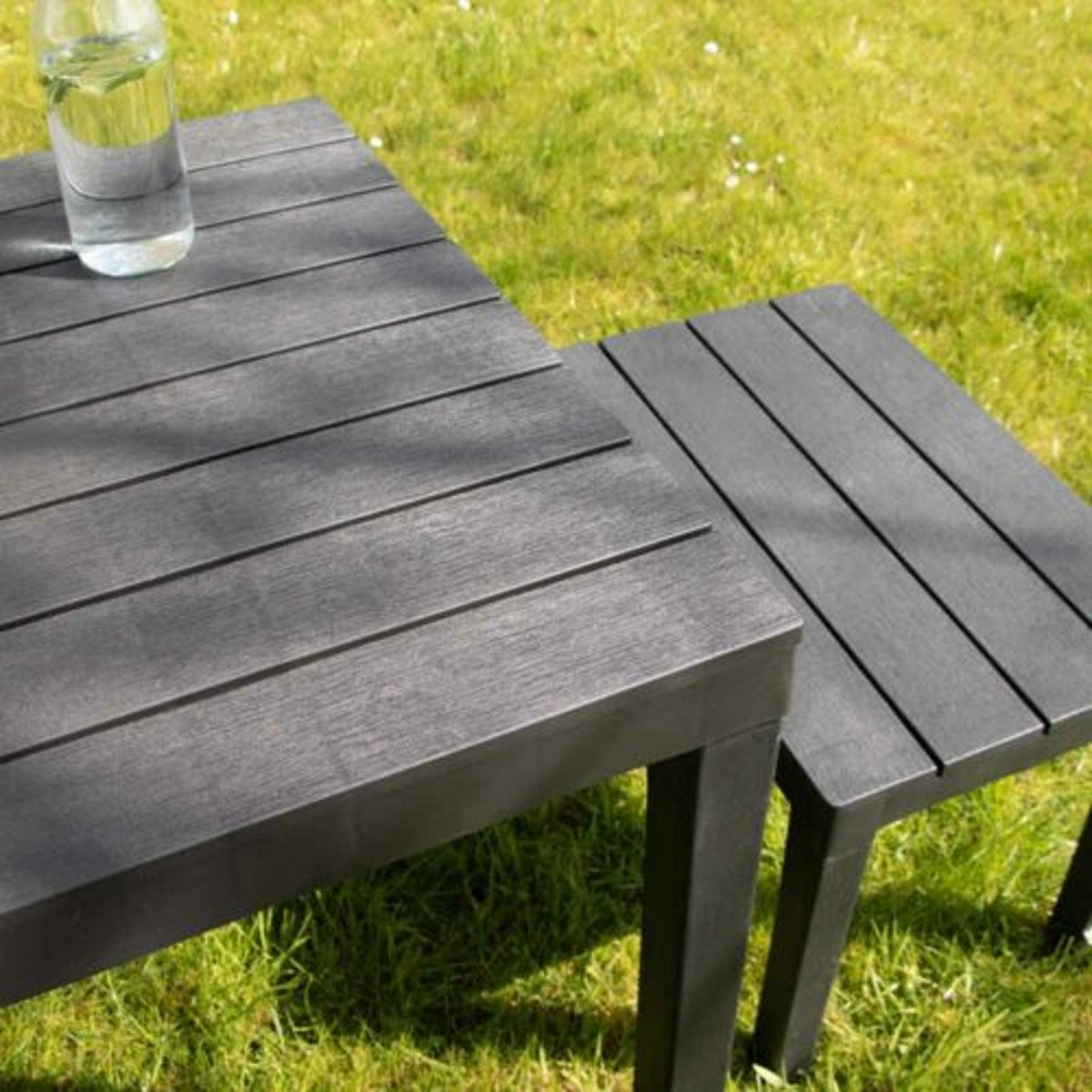 Ensemble 4 bancs résine recyclée SAMOA anthracite, WILSA GARDEN