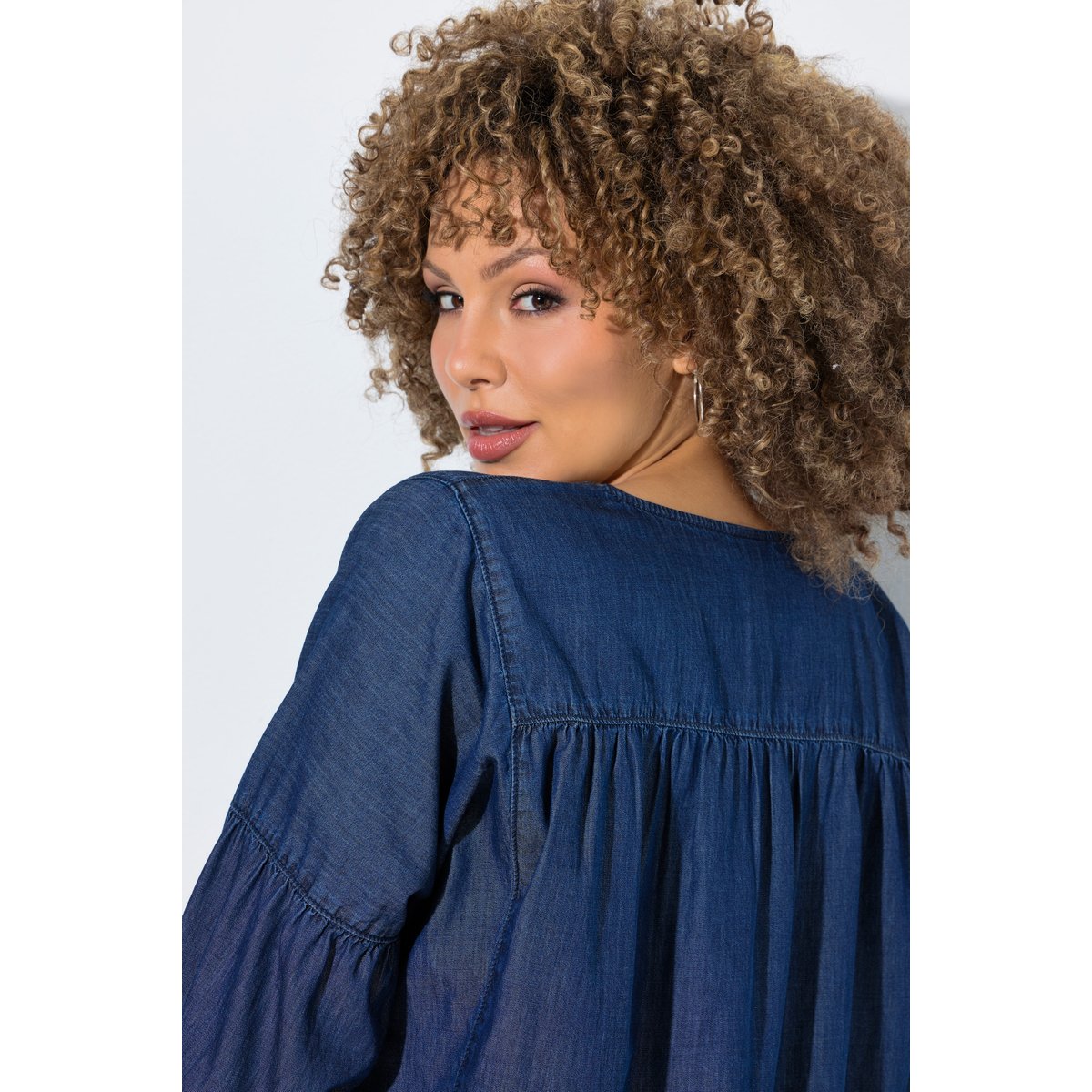 Blouse en jean, couture empire jean bleu foncé, ULLA POPKEN