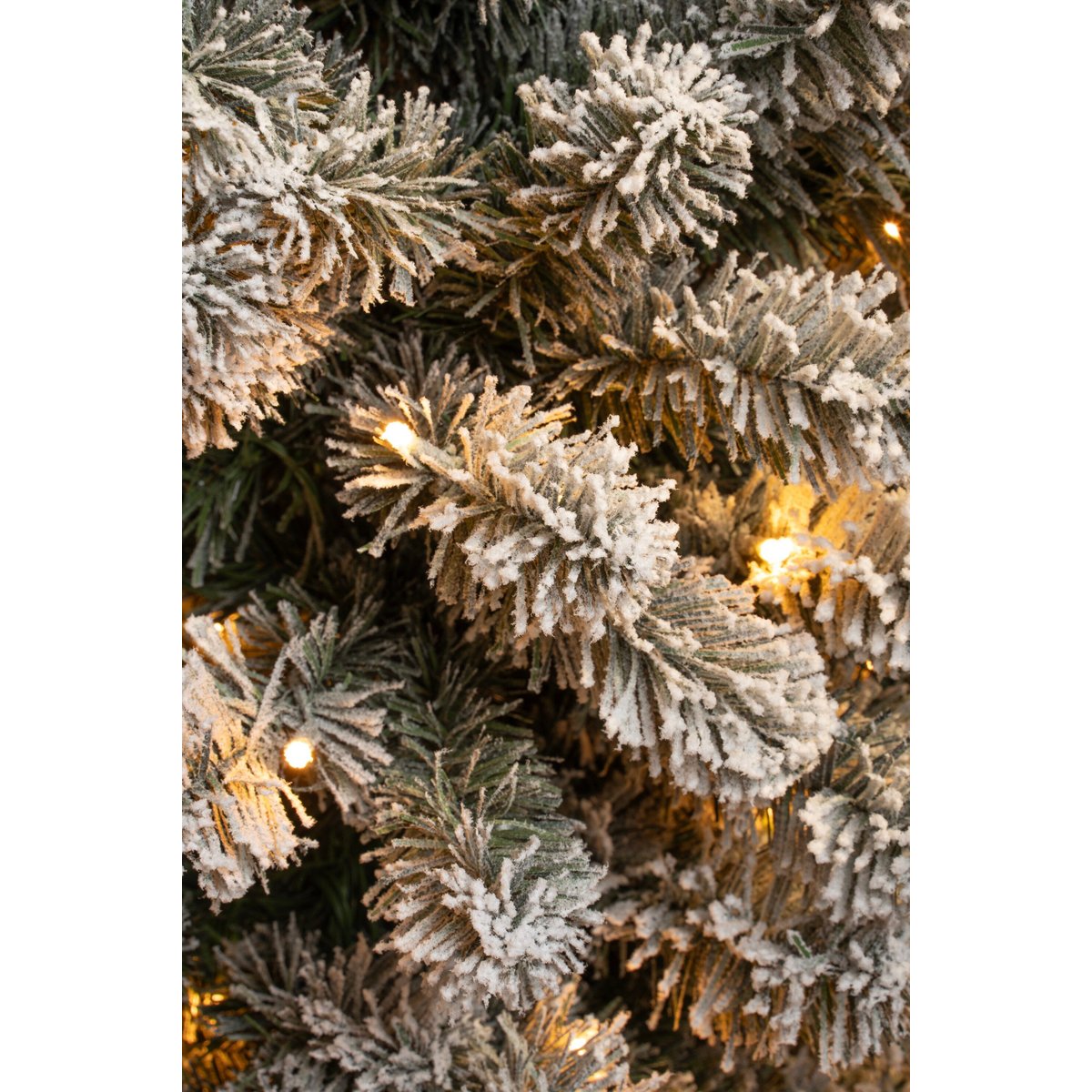 Sapin de Noël artificiel étroit et enneigé avec LED H185 cm CHARLTON vert, BLACK BOX TREES