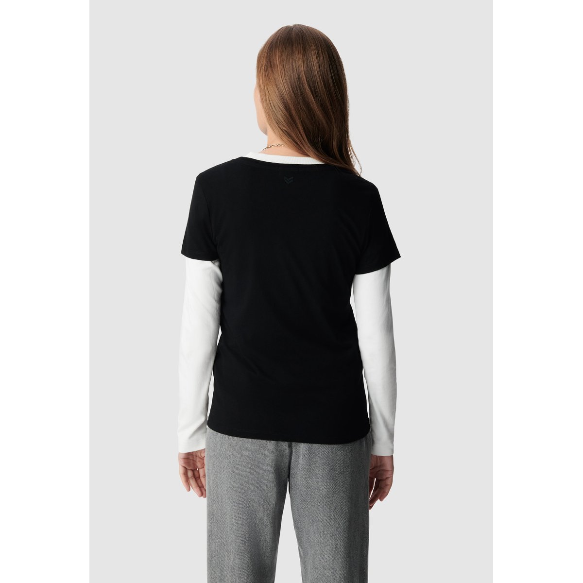 Tee-shirt encolure V broderie chevrons dos noir, IKKS