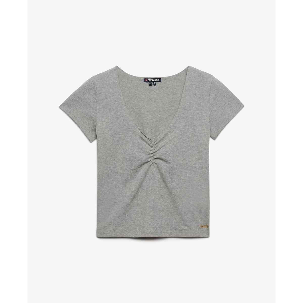 Top Manches Courtes Froncé Athletic Essentials gris chiné, SUPERDRY