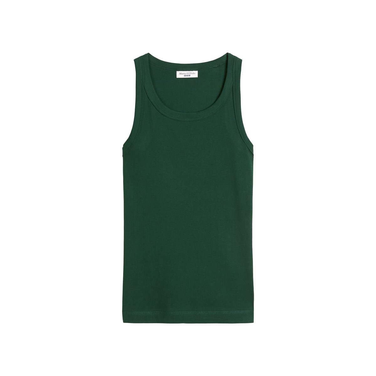 Débardeur côtelé slim en jersey stretch de coton bio vert fonce, MARC O’POLO DENIM