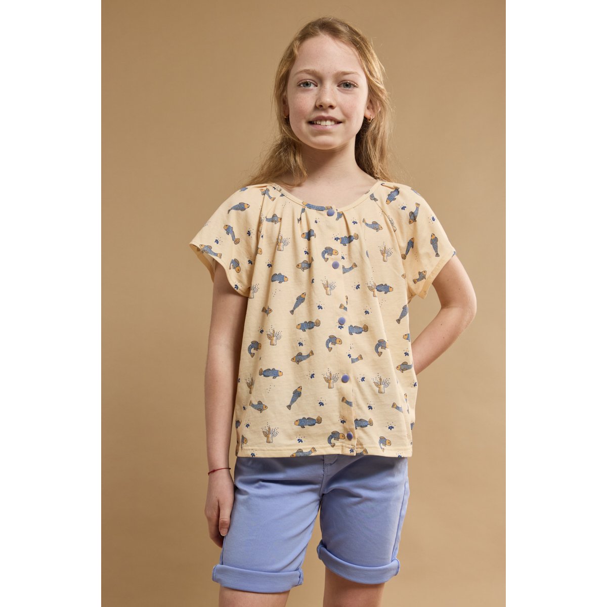 Top imprimé en coton KIDS marmo imprimé, ARMOR-LUX