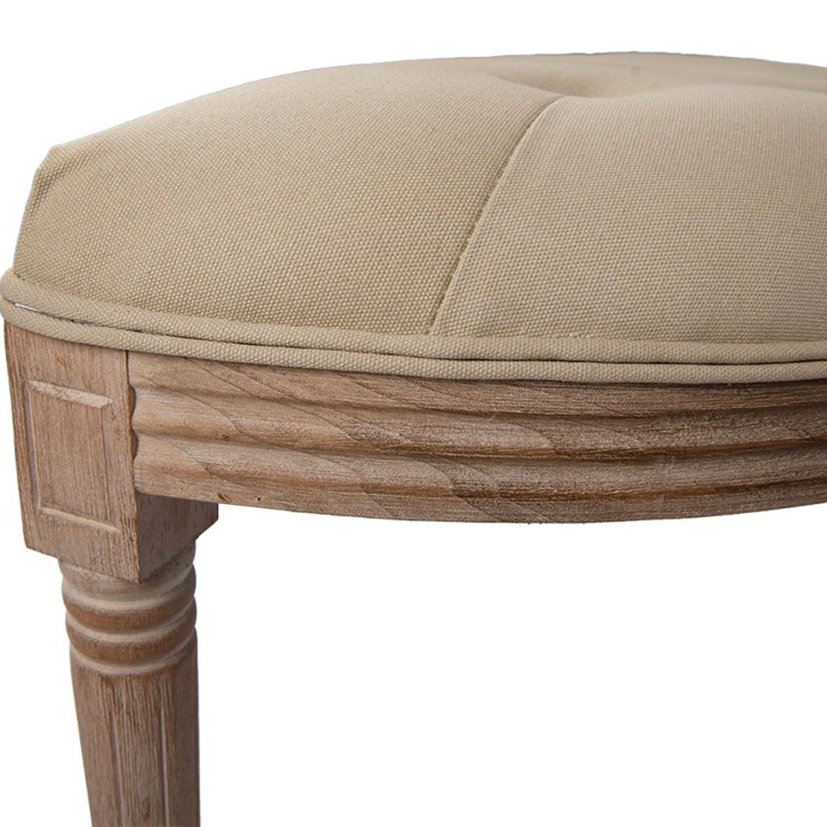 Banquette capitonnée classique demi-lune bois et tissu beige 125x41x48cm beige, WADIGA