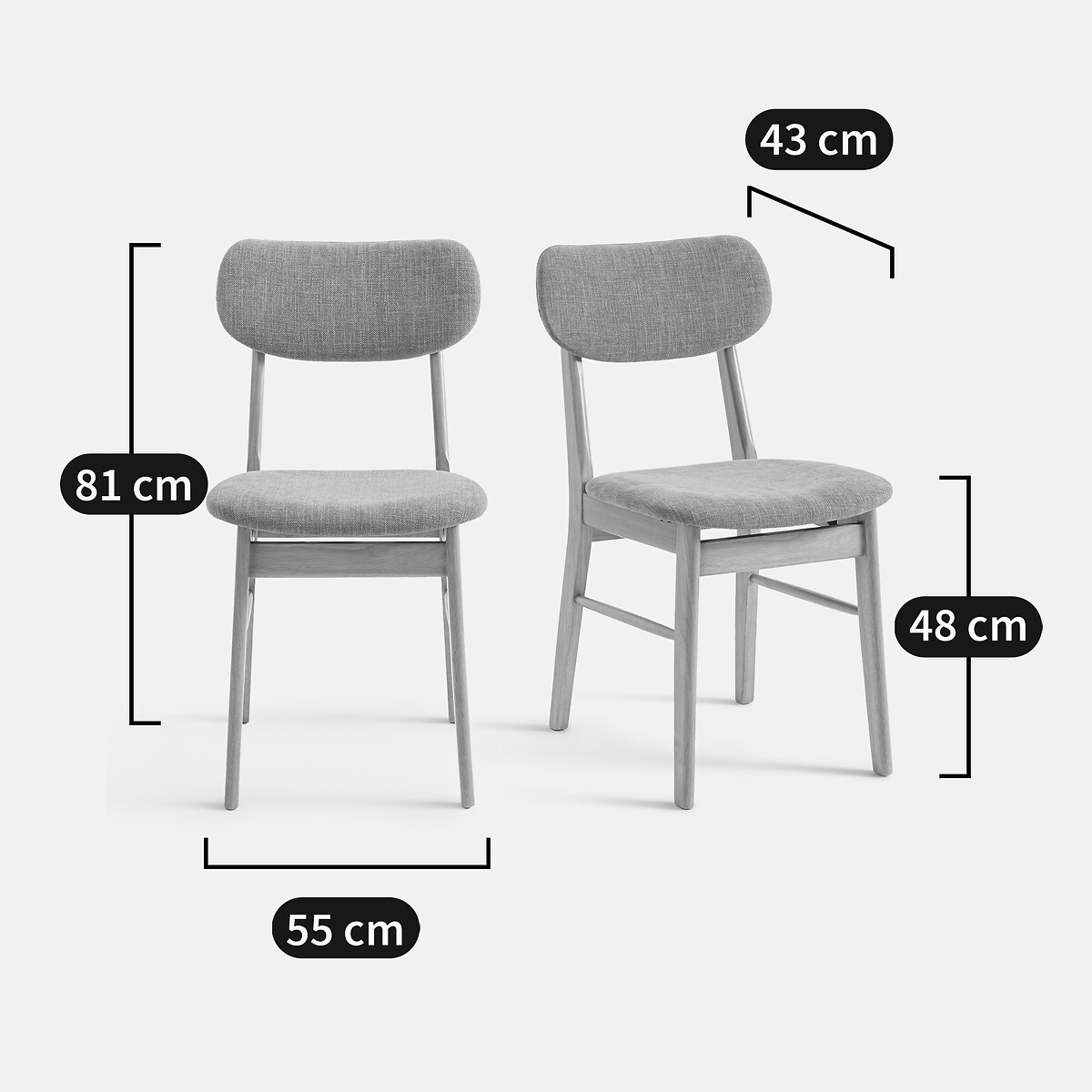 Lot de 2 chaises vintage, tissu texturé, SELYN jaune, LA REDOUTE INTERIEURS