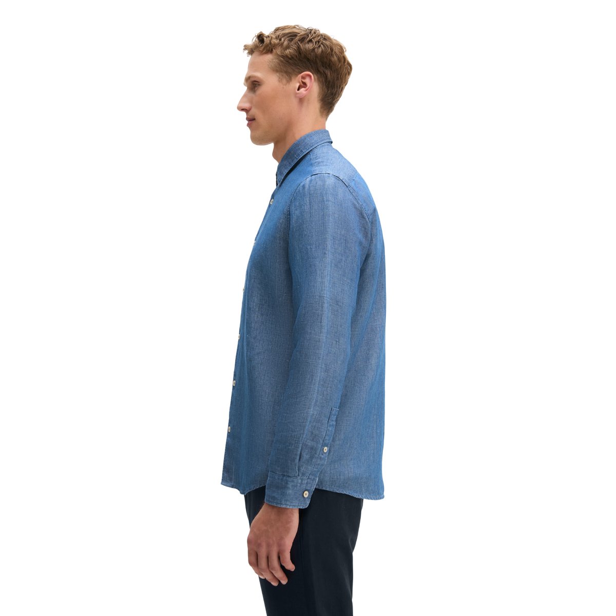 Chemise regular en lin et en coton bio bleu foncé, MARC O'POLO