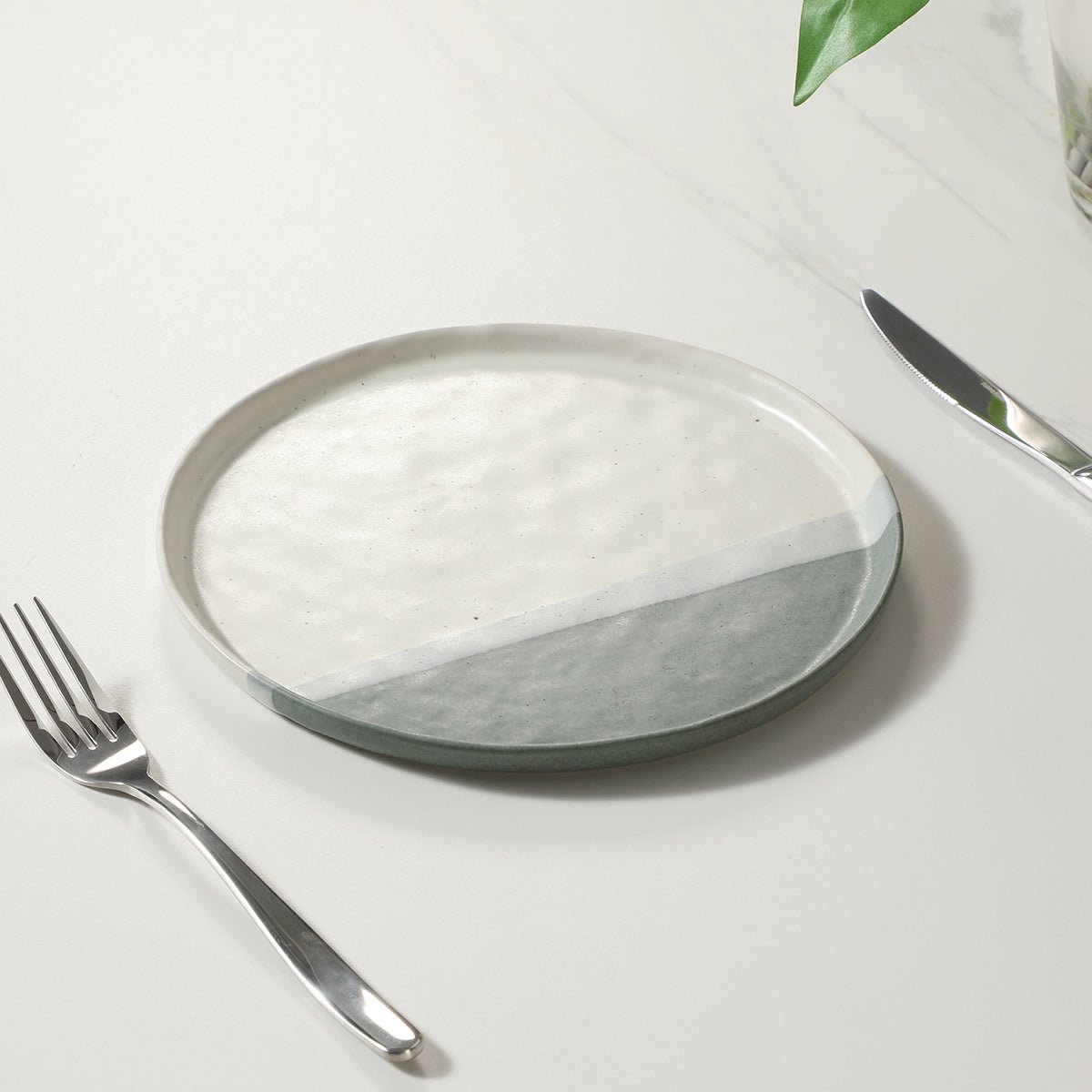 Set de 4 assiettes à dessert en grès D22 MATTY vert, SIA DECO