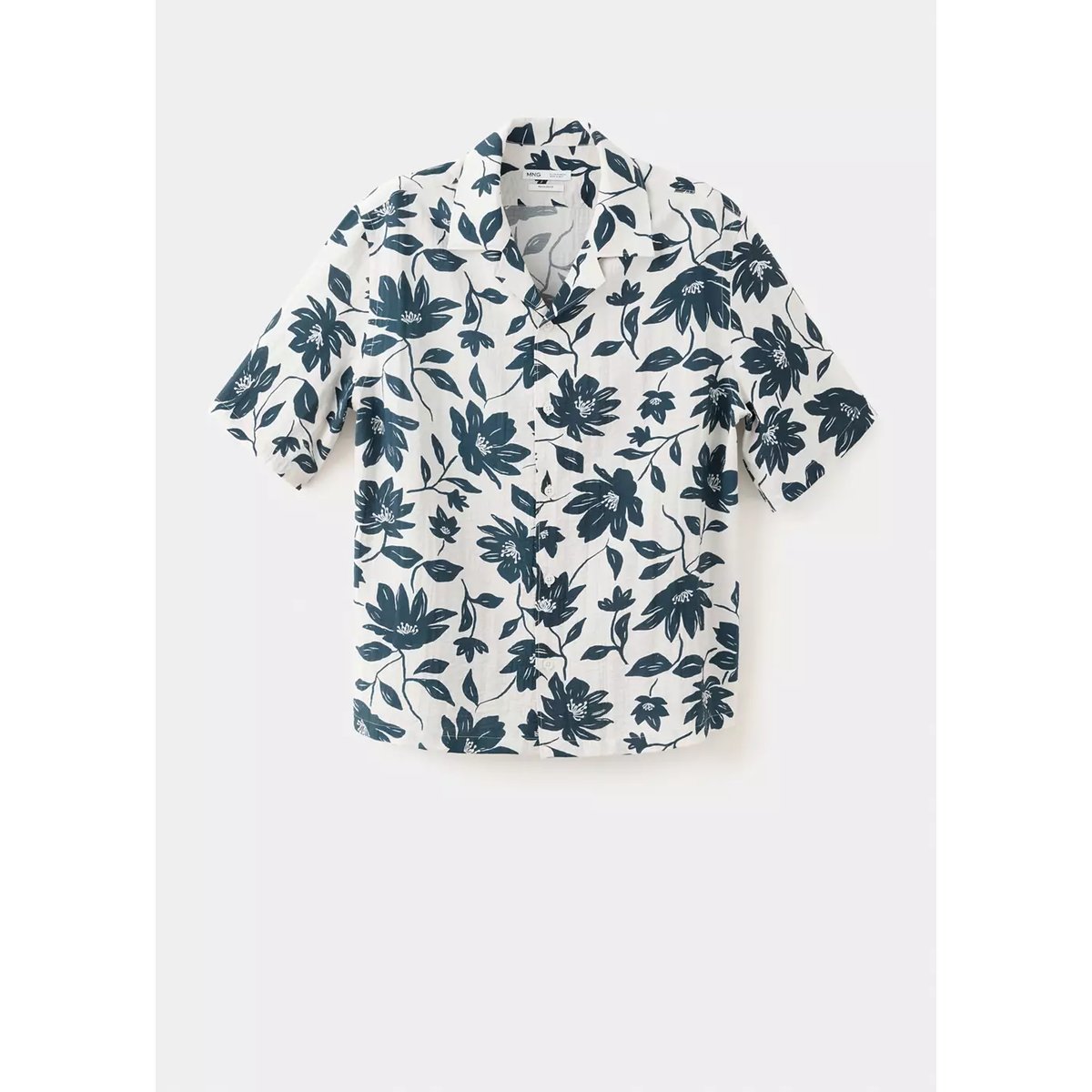 Chemise fluide imprimé fleuri beige, MANGO MAN