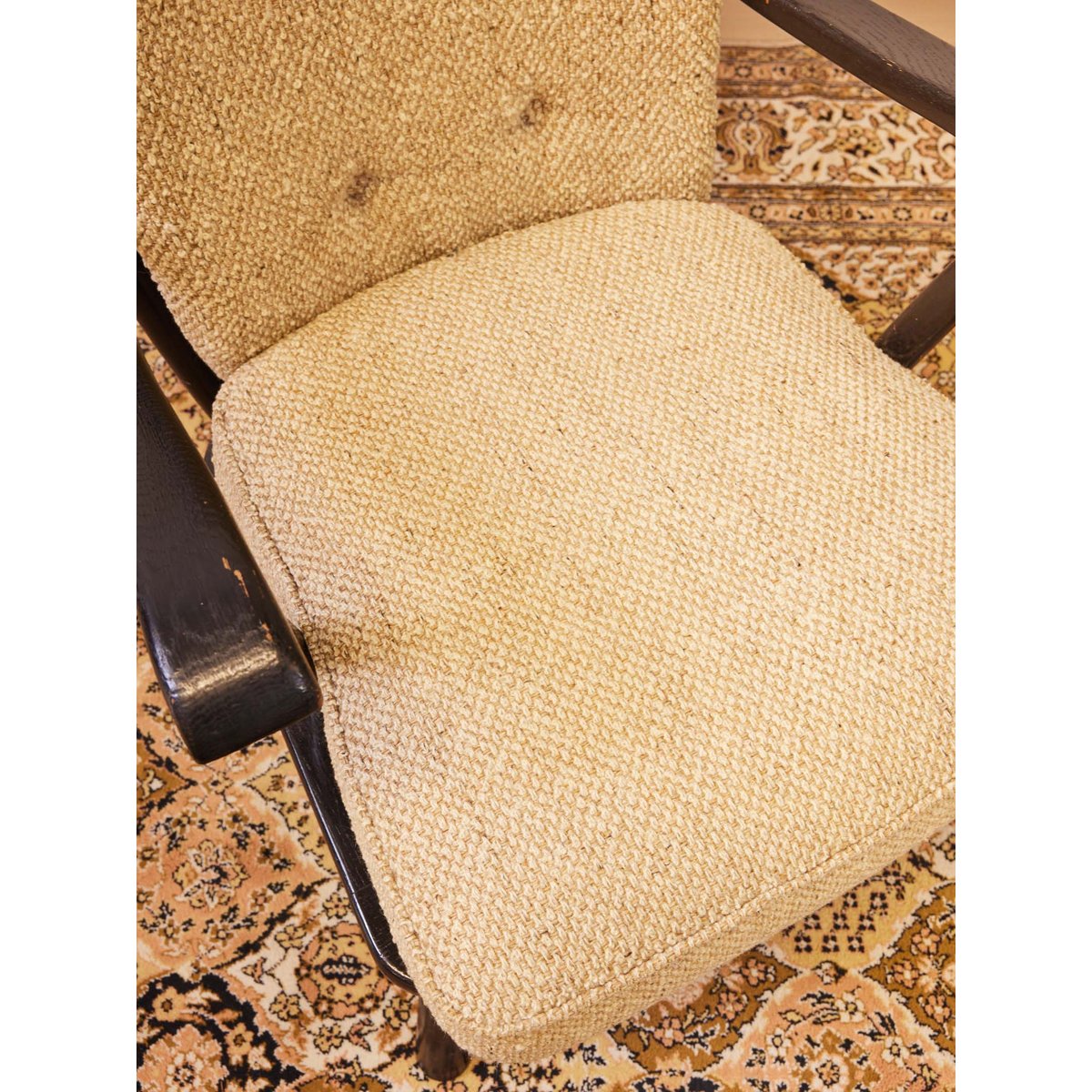 Fauteuil en bois Ernest N°1578 - Bon état noir, DEBONGOUT