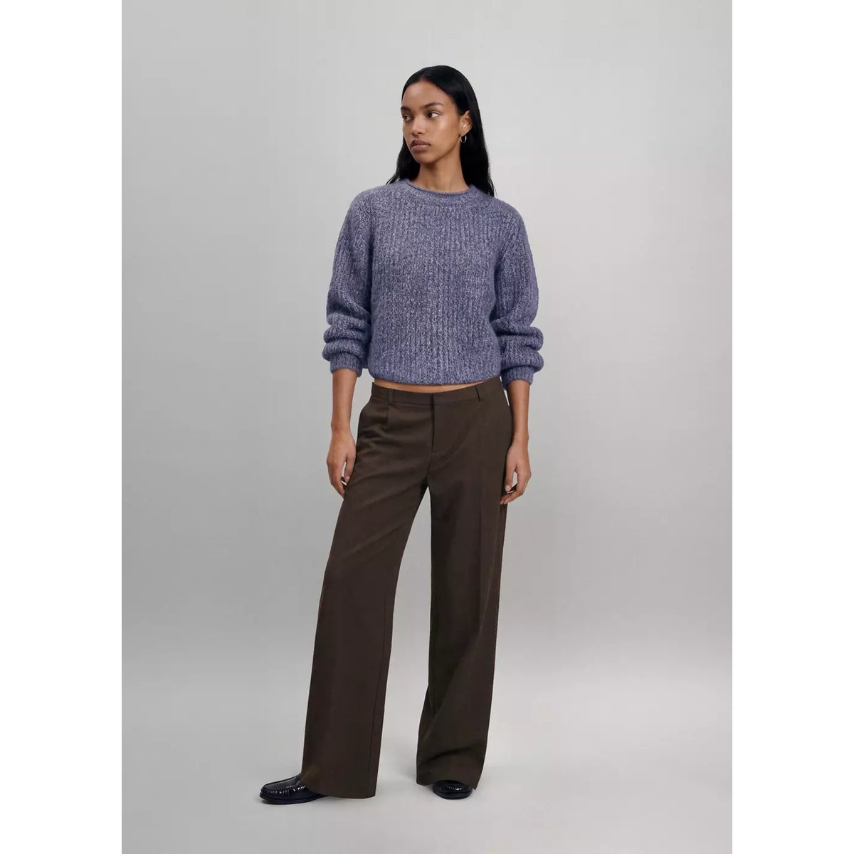Pantalon droit pinces marron, MANGO TEEN