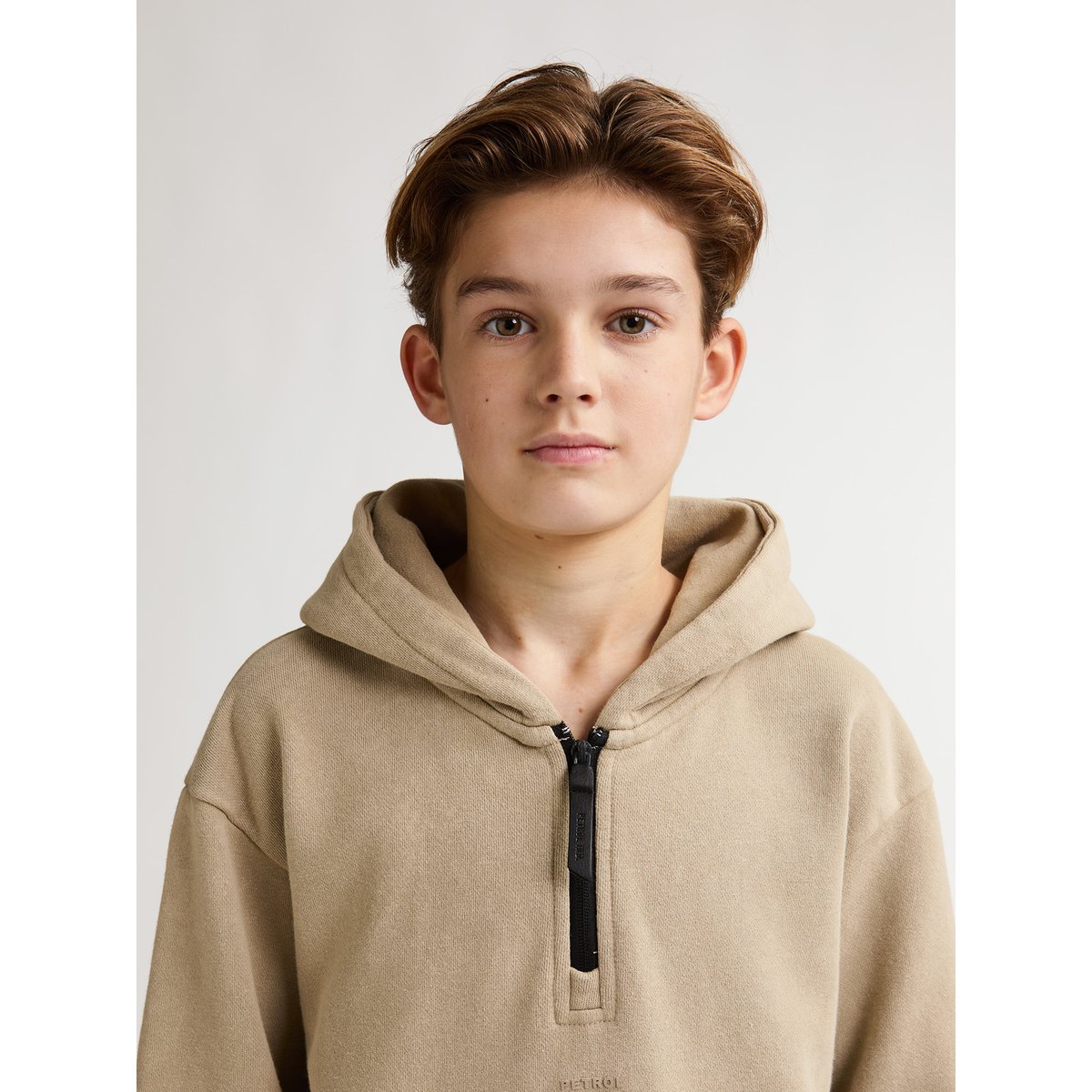 Sweat à capuche en maille punta orange light tan, PETROL INDUSTRIES