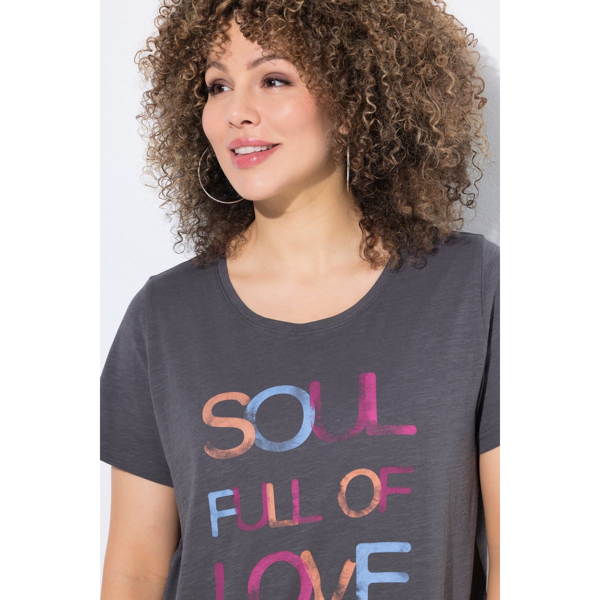 T-shirt avec message gris graphite, ULLA POPKEN