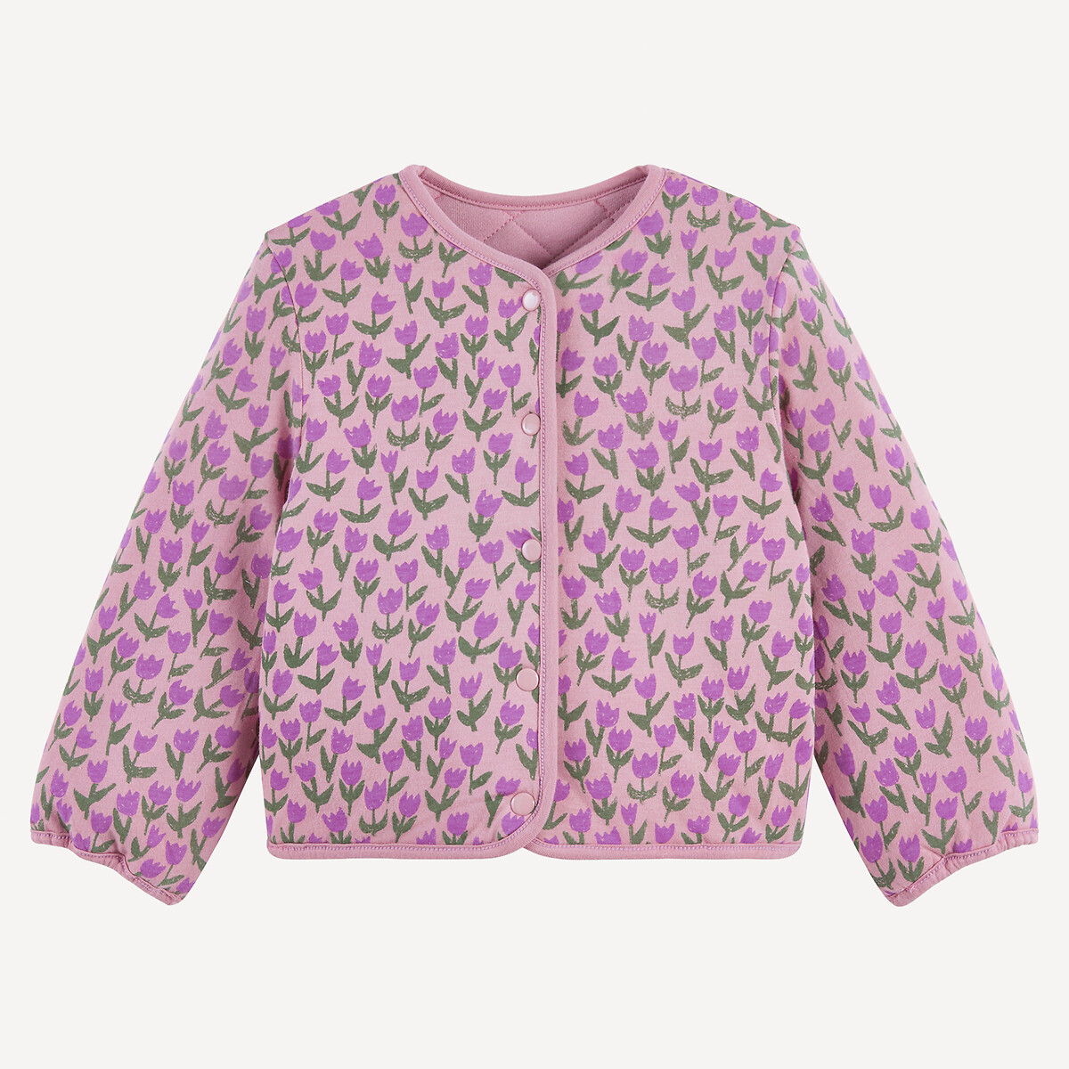Reversible Jacket with Press-Stud Fastening pink print, LA REDOUTE COLLECTIONS