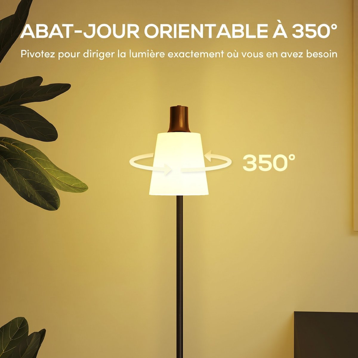 Lampadaire Acier et plastique Noir noir, blanc, doré, HOMCOM