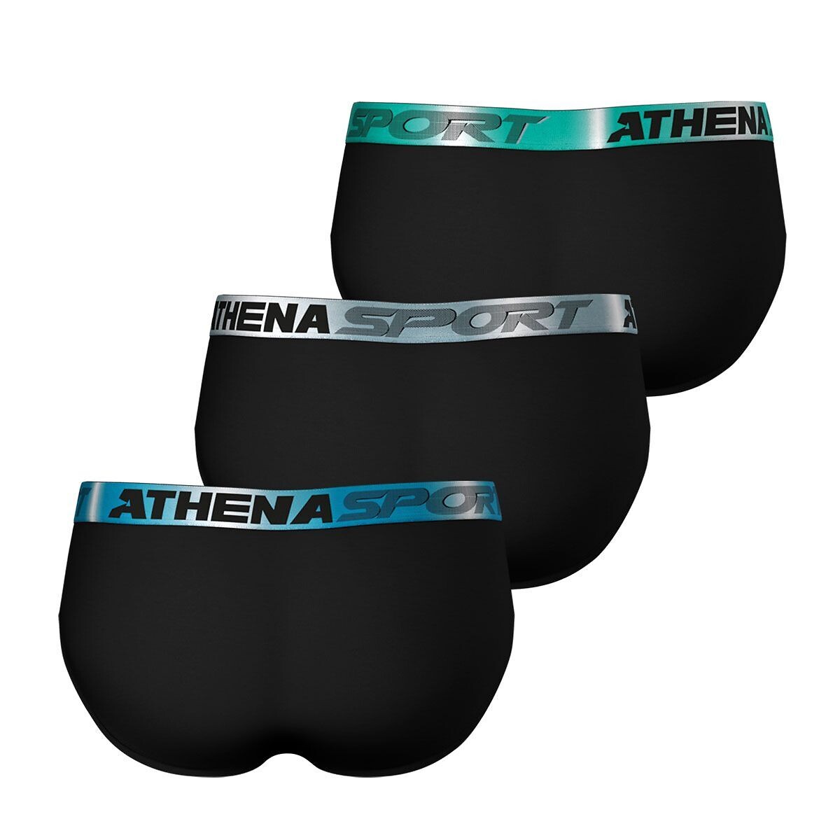 Pack of 3 Odour Control Briefs black + black + black, ATHENA