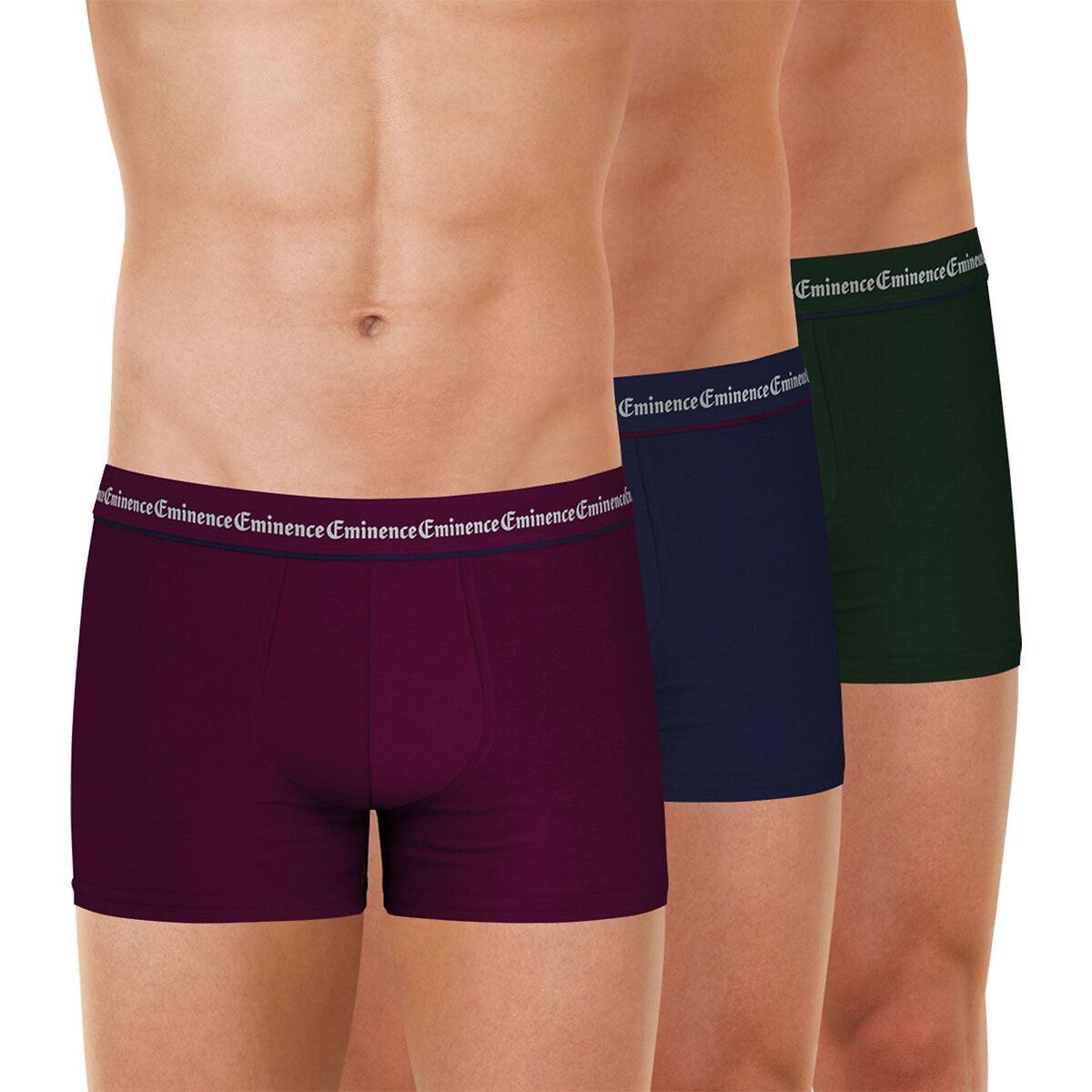 Confezione da 3 boxer Trio Business bordeaux + blu + kaki, EMINENCE