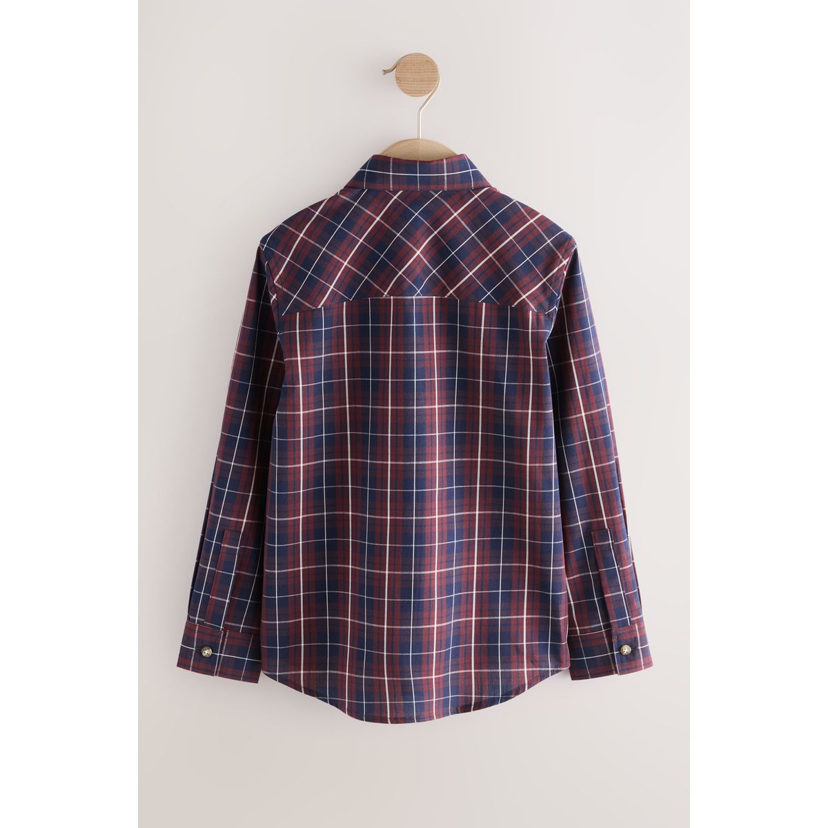 Chemise manches longues en coton à carreaux violet prune, NEXT