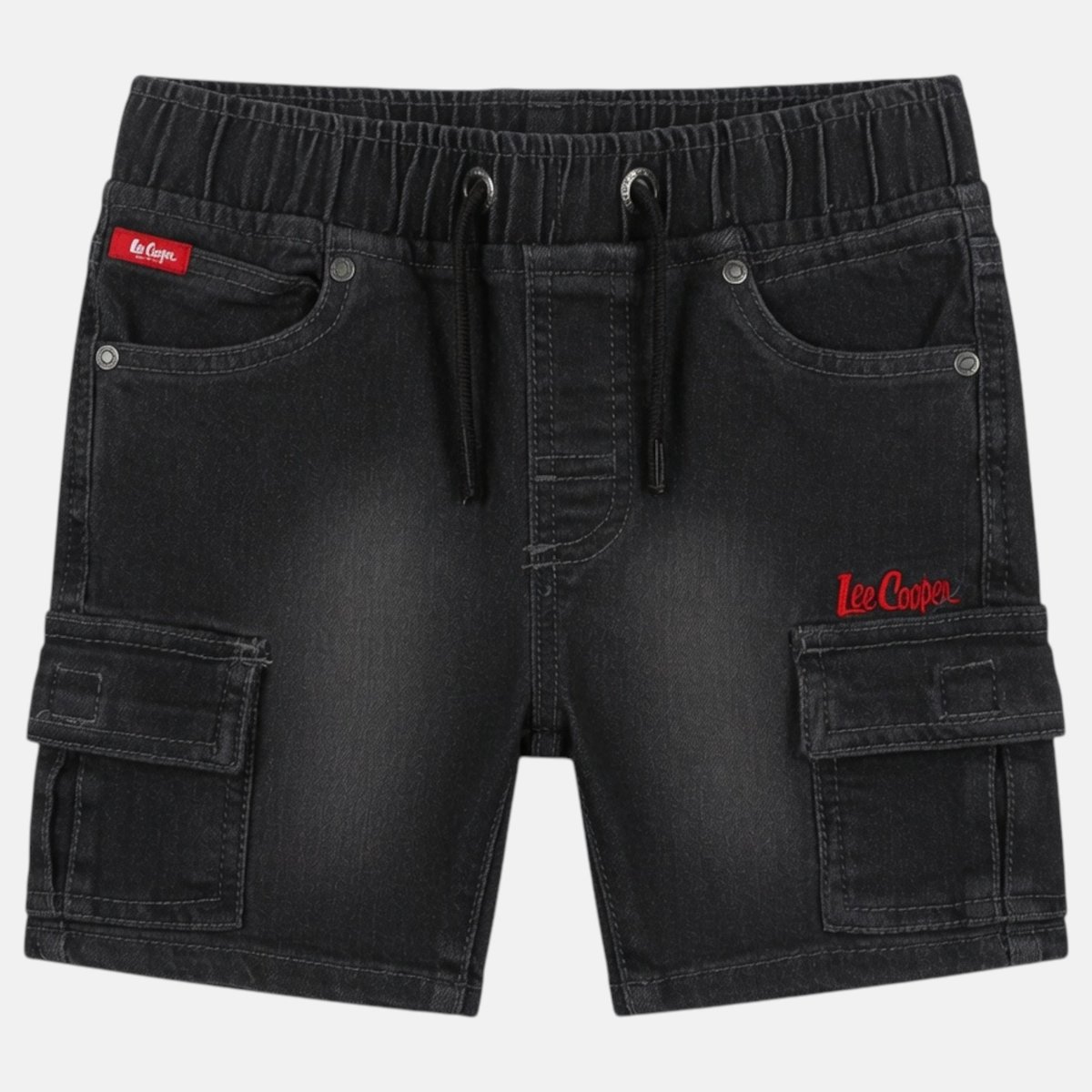 Bermuda cargo en jean taille élastique STRONG noir délavé, LEE COOPER