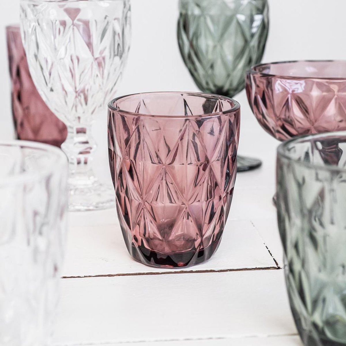Boite de 6 gobelets bas Diamond 24 cl transparent / cristal, TREND'UP