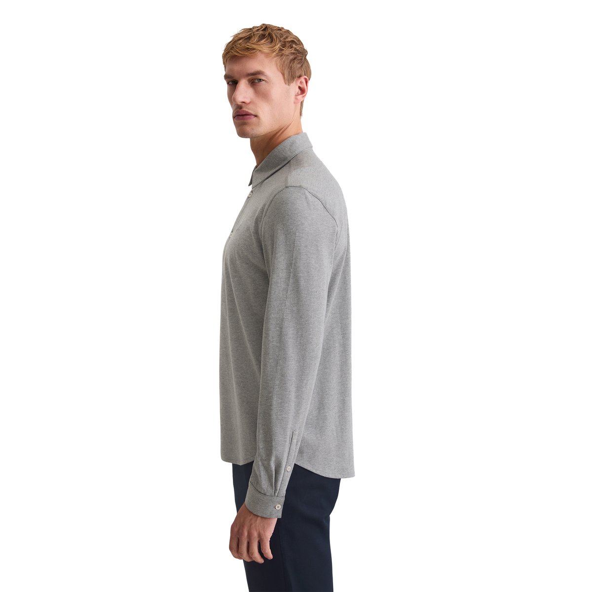 Chemise en jersey DfC regular en pur coton bio gris, MARC O'POLO