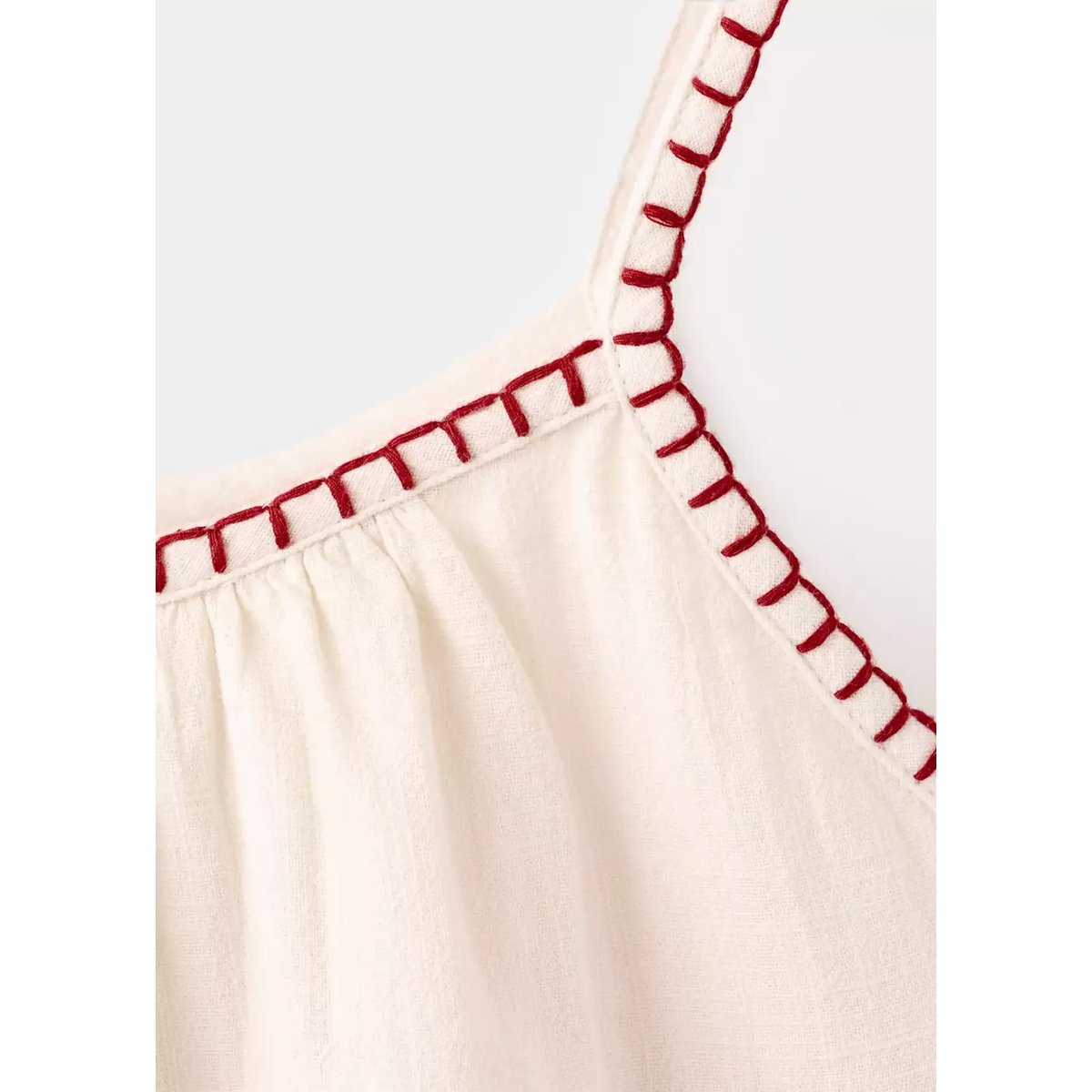 Robe avec détails brodés et franges écru, MANGO KIDS